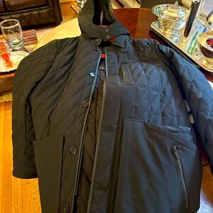 Men’s Tods Winter quarter quilted coat with hood black nylon quilted